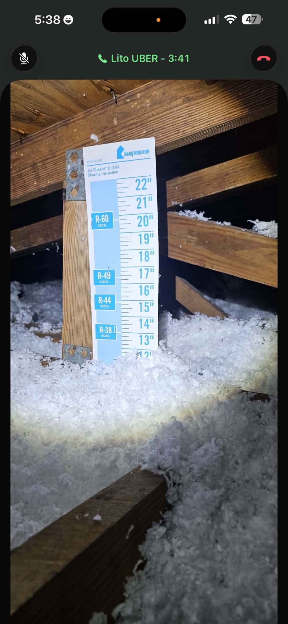 Improved attic insulation depth after professional installation